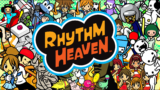 Rhythm Heaven Nintendo music game screen with quirky minimalist cartoon characters dancing to the beat