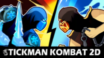 Stickman Combat 2D action fighting game with intense battles, weapons, and stickman warriors in a side-scrolling arena.