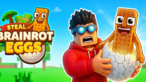 Steal Brainrot Eggs gameplay featuring rare egg collection, Brainrot characters, coin rewards, upgrades, progression systems, and collection-building mechanics.