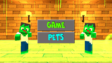 A character placing mechanical traps in a voxel block fortress