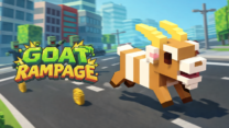 A wild goat launching off an exploding sports car into the sky in Goat Rampage