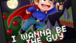 The Kid standing on a pixelated platform surrounded by spikes and falling apples in I Wanna Be The Guy