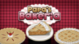 A freshly baked pie topped with syrup and whipped cream in Papa's Bakeria