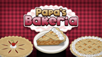 A freshly baked pie topped with syrup and whipped cream in Papa's Bakeria