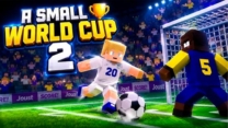 A ragdoll soccer player flinging mid-air toward a bouncing ball in A Small World Cup 2