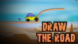 A red car driving across a hand-drawn bridge over a deep cliff in Draw The Road