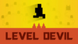 A small pixel character approaching an exit door near hidden floor spikes in Level Devil
