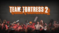 RED and BLU team mercenaries facing off on a desert objective map in Team Fortress 2