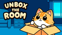A cozy room filled with open moving boxes, plush rugs, and stylish wooden furniture in Unbox the Room