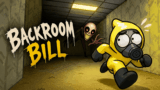 A solitary character holding a flashlight inside mono-yellow Backrooms corridors in Backroom Bill