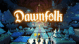 A glowing light beacon illuminating a small dark settlement in Dawnfolk