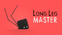 A character with infinitely long legs striding across skyscrapers in Long Leg Master