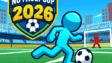 A soccer forward striking a glowing football toward the goal netting in No Fault Cup 2026