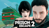 An inmate sneaking past guard searchlights in Prison Escape 2