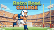A pixel-art college quarterback aiming a touchdown pass downfield in Retro Bowl College