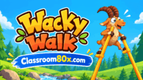 A funny floppy ragdoll character stepping wobblily over hurdles in Wacky Walk