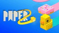A colorful paper block expanding its territorial zone across a smooth white arena grid in Paper.io 2